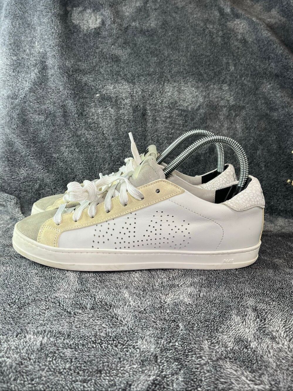 P448 John White Leather Low Top Sneakers EU 39 US 8.5 Made in Italy⁠
